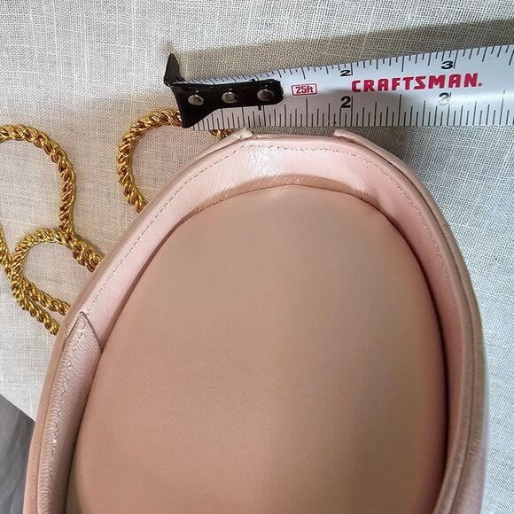 Vintage Frenchy of California Pink Leather Shoulder Bag Purse w Gold Chain Strap - Picture 8 of 9